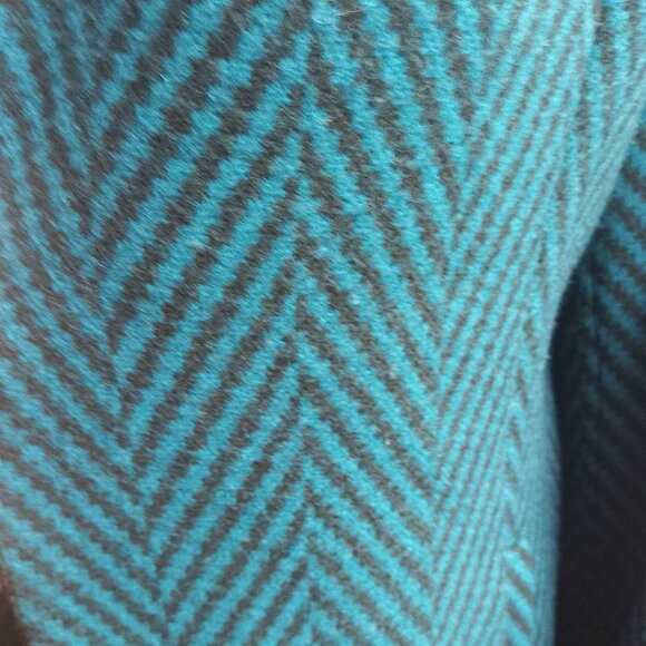 Wool Chevron Longline Trench Duster Blazer Jacket Women Blue Valerie Stevens 8 - Picture 9 of 11